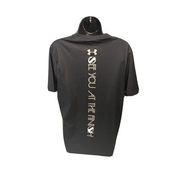 under armour run t-shirt women’s med see you‎ at the finish line black/silver - Picture 1 of 4